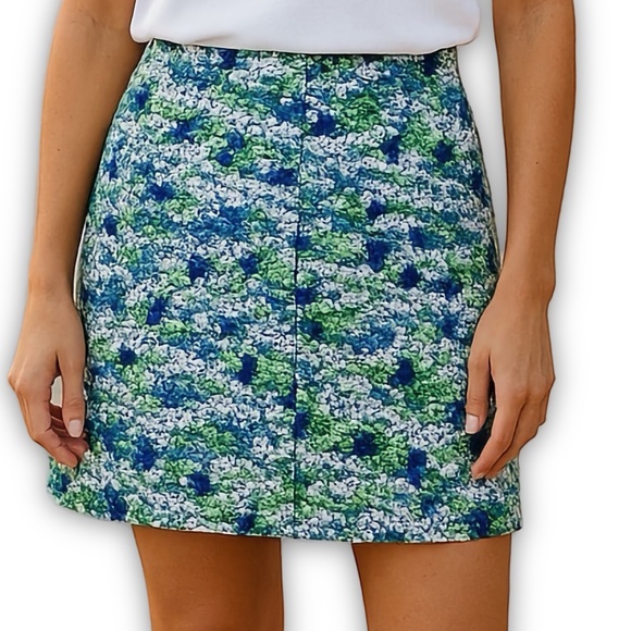 Talbots Skirt Coastal Preppy Blue Green Botanical Floral Print Resort Size 10 - Picture 10 of 10
